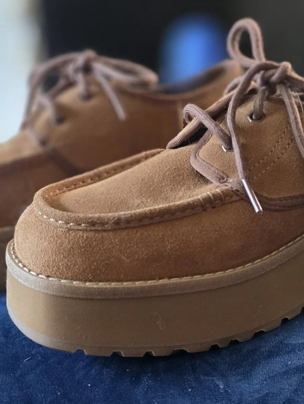UGG Women's Cityfunc Suede Platform Lace-Up Shoes – Size 8- Worn ONCE